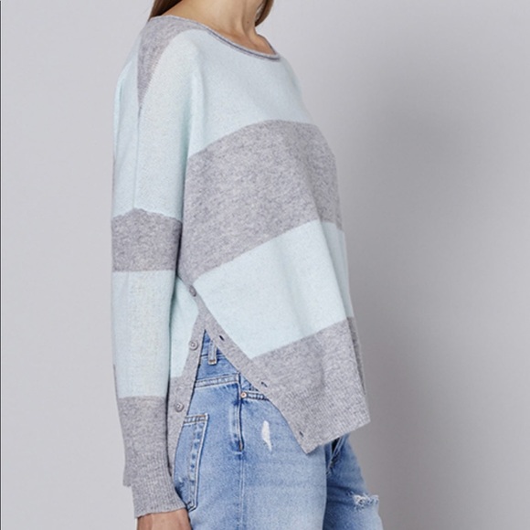 360 Cashmere Sweaters - 360Cashmere Skylar Seafoam Stripe Cashmere Sweater